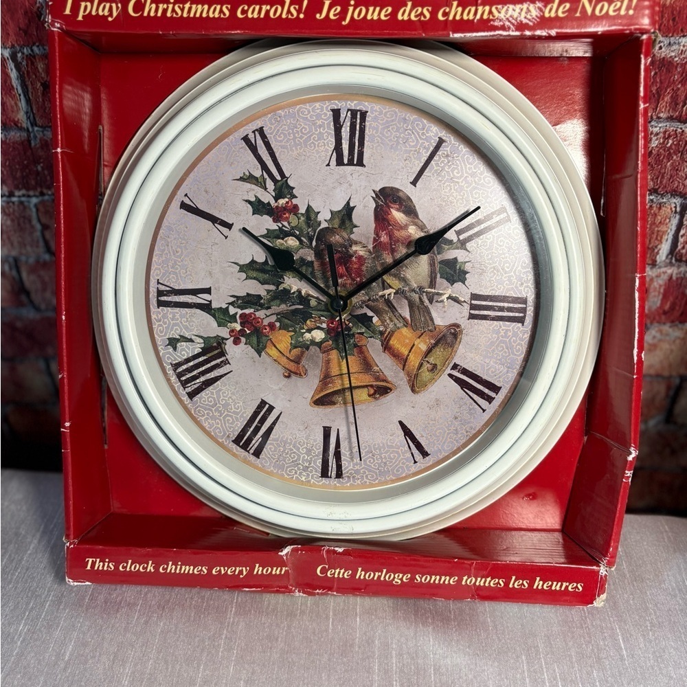 White Christmas Caroling Wall Clock. White. New